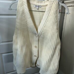Madewell Cream Cardigan Ribbed Knit Sweater vest XL